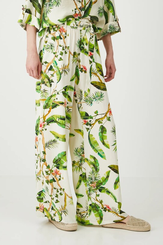 Kalhoty dámské wide leg, s páskem béžová barva RS25.SPD0B1 béžová
