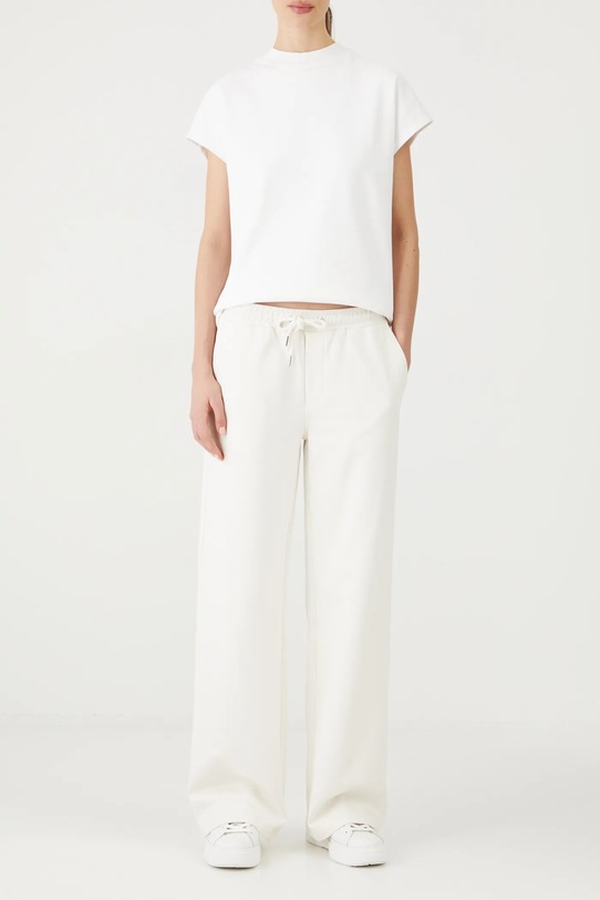 Spodnie dresowe bawełniane damskie kolor beżowy gładkie beżowy RS25.SPD304