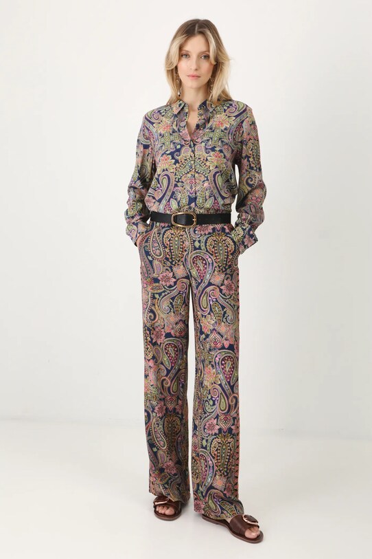 Spodnie damskie wide leg wzorzyste kolor multicolor RS25.SPD502 multicolor RS25