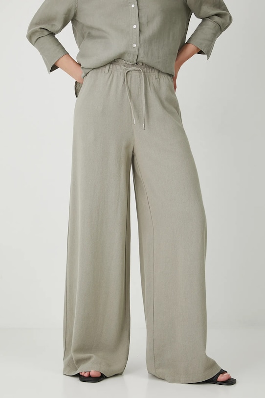 Брюки с примесью льна Medicine с добавлением льна зелёный RS25.SPD901