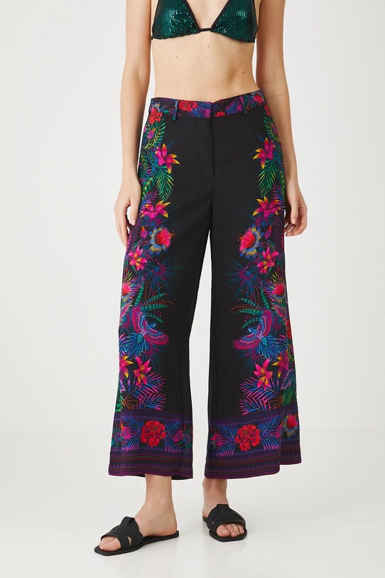 Spodnie damskie culottes wzorzyste kolor czarny RS25.SPDA01 czarny RS25