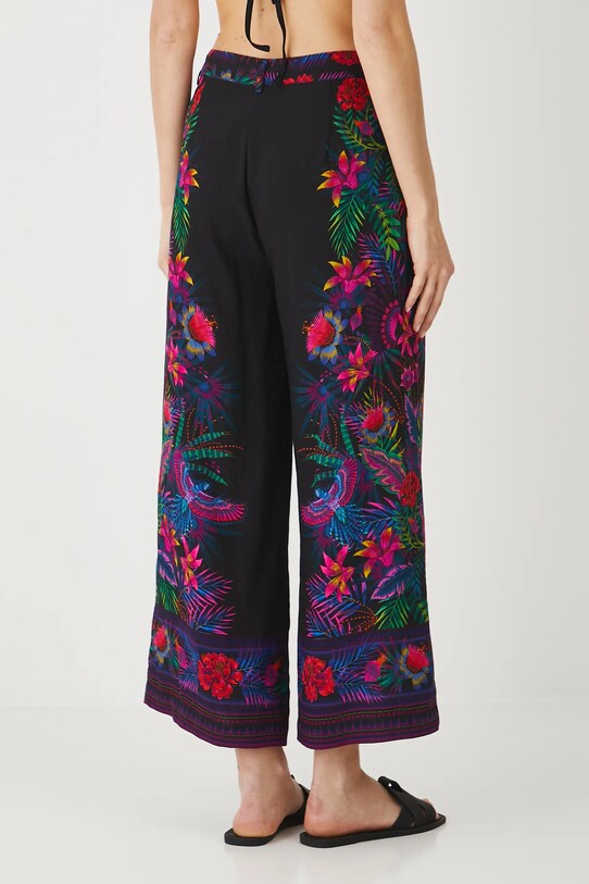 Odzież Spodnie damskie culottes wzorzyste kolor czarny RS25.SPDA01 czarny