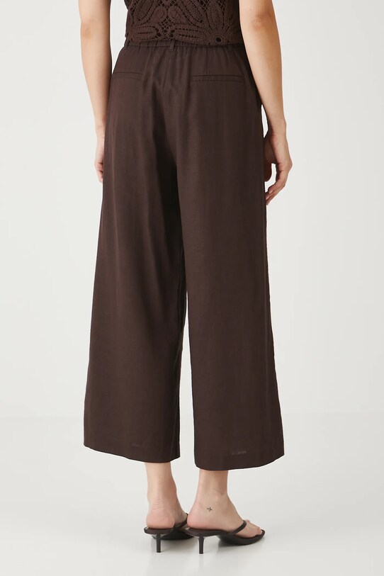 Odzież Spodnie lniane damskie culottes gładkie kolor brązowy RS25.SPDB02 brązowy