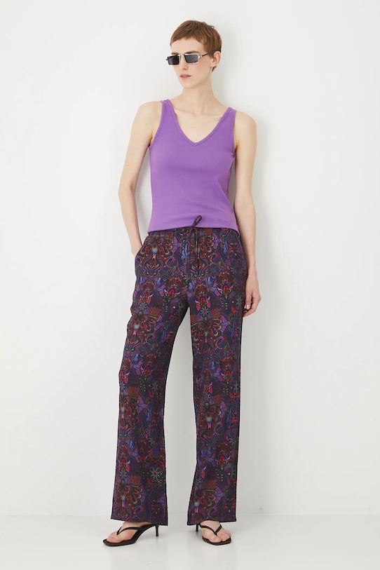 Spodnie damskie wide leg wzorzyste kolor multicolor RS25.SPDC00 multicolor RS25