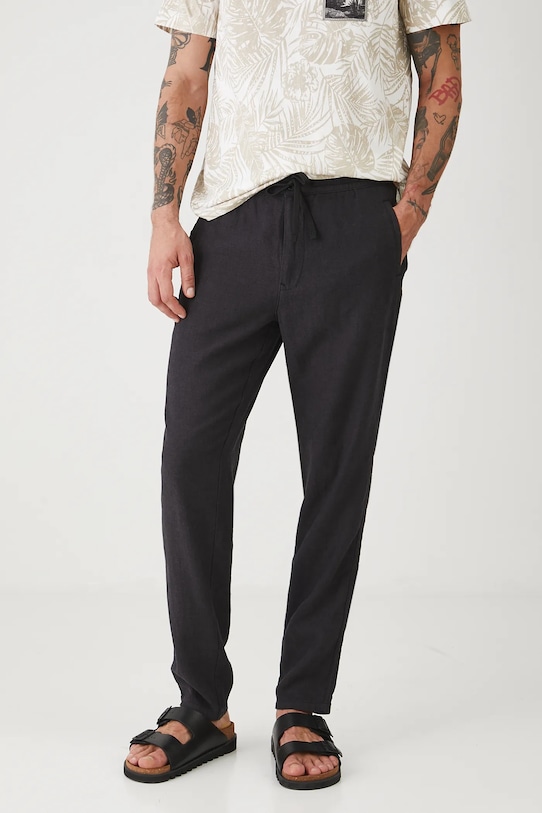 Medicine pantaloni din amestec de in drept negru RS25.SPM081