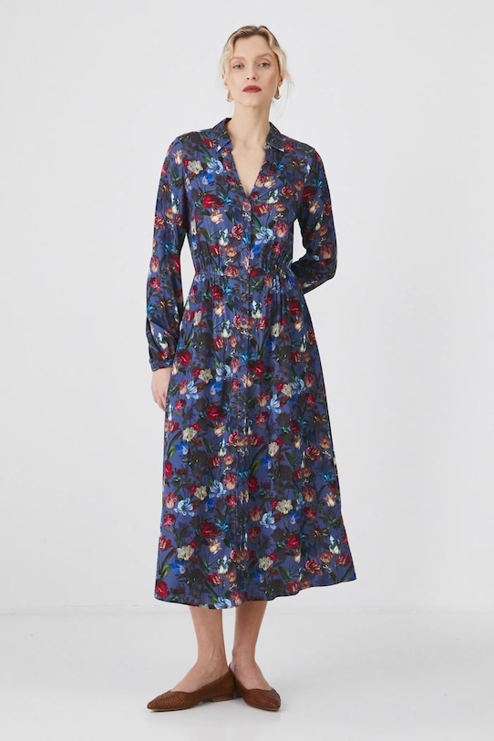 Šaty modrá barva s límečkem modrá RS25.SUD020