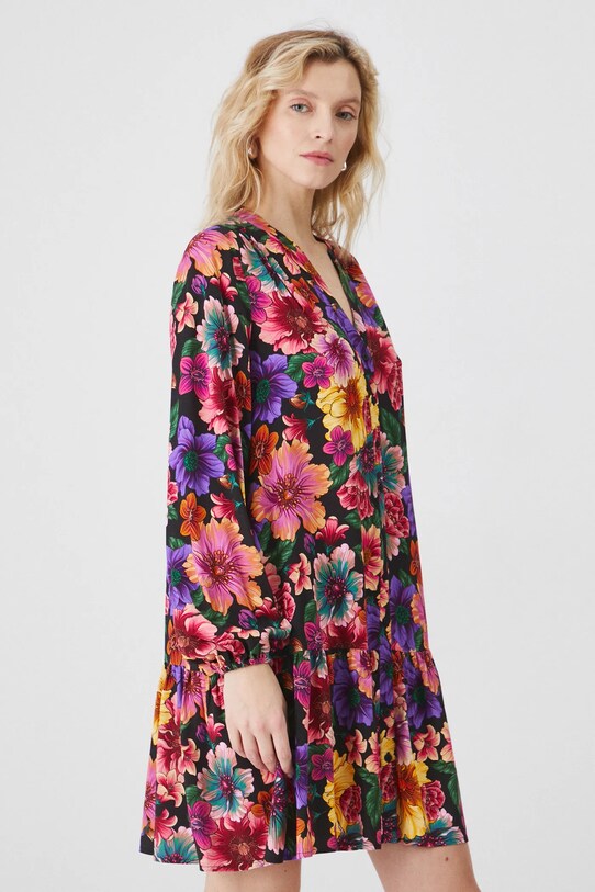 Sukienka damska mini z wiskozy w kwiaty kolor multicolor RS25.SUD021 multicolor RS25