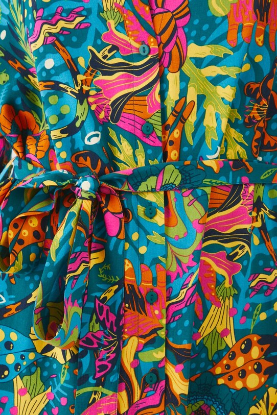 Sukienka damska midi z paskiem z wiskozy kolor multicolor RS25.SUD076 multicolor