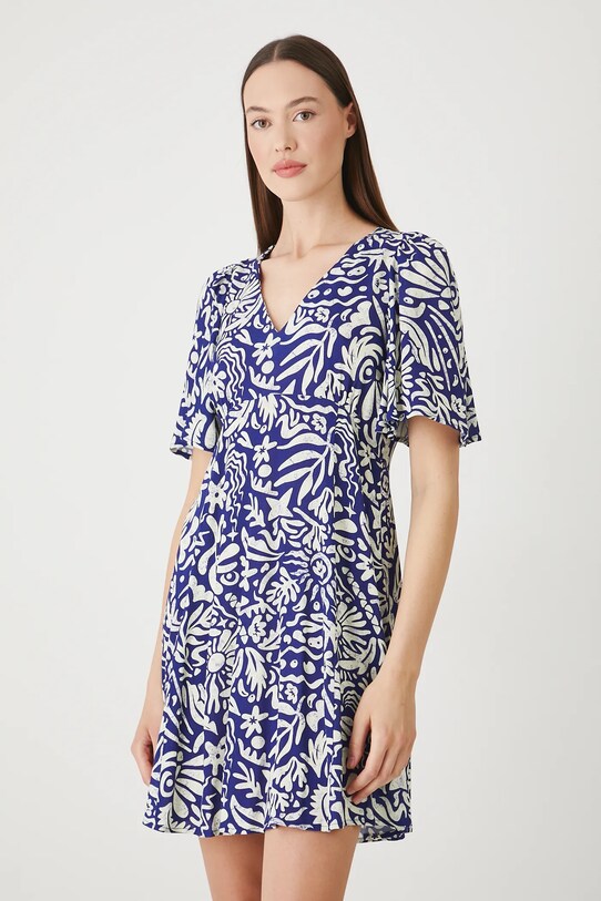 Sukienka damska mini wzorzysta kolor multicolor granatowy RS25.SUD094