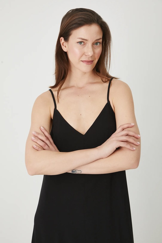 Medicine rochie din amestec de in negru RS25.SUD095