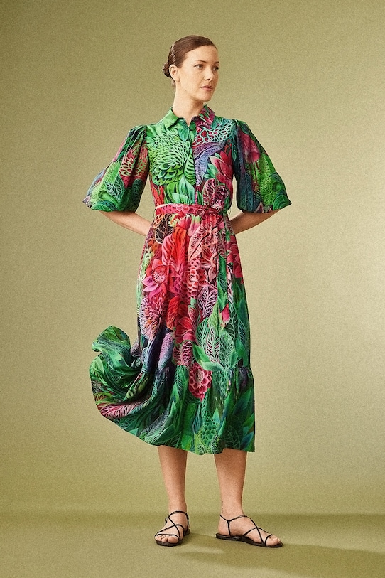 Sukienka damska by Justyna Stoszek – Forest Forever, Sense of Values kolor multicolor rozkloszowany multicolor RS25.SUD651