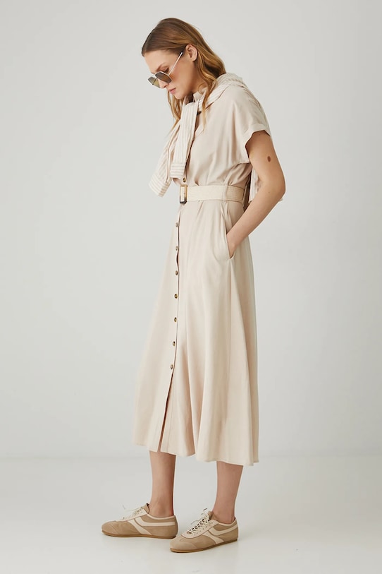 Medicine rochie din amestec de in RS25.SUD701 bej