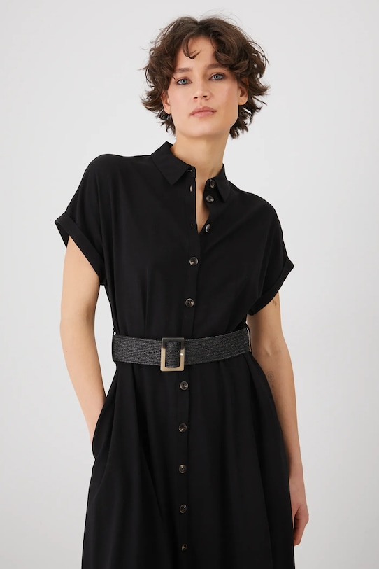 Medicine rochie din amestec de in negru RS25.SUD701