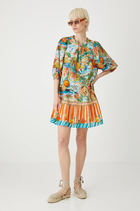 Sukienka bawełniana damska mini z fakturą kolor multicolor RS25.SUDB17 multicolor RS25