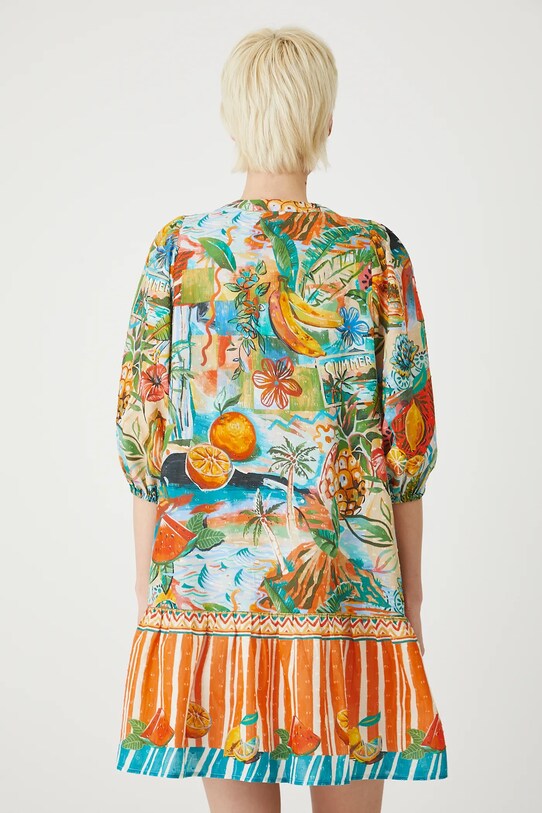 Odzież Sukienka bawełniana damska mini z fakturą kolor multicolor RS25.SUDB17 multicolor
