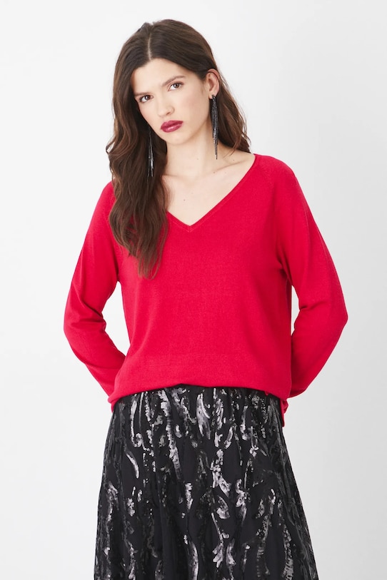Sweter damski z wiskozą kolor czerwony pozostałe czerwony RS25.SWD010