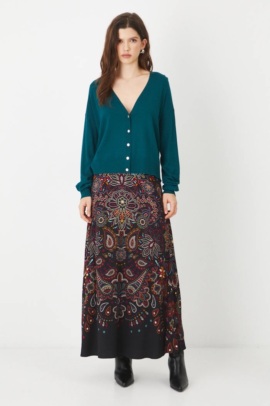 Kardigan damski gładki z wiskozą kolor zielony RS25.SWD011 turkusowy RS25