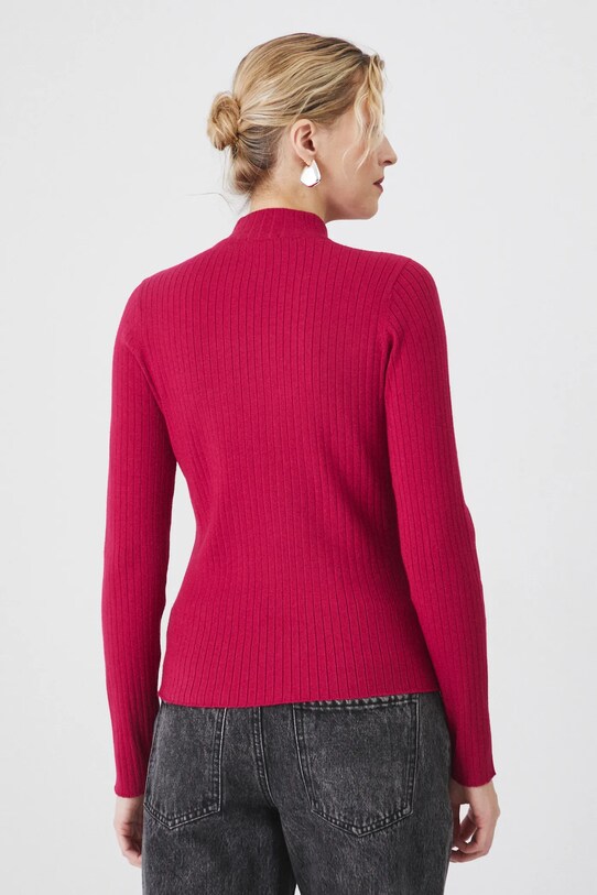 Odzież Sweter damski prążkowany z wiskozą kolor czerwony RS25.SWD020 czerwony
