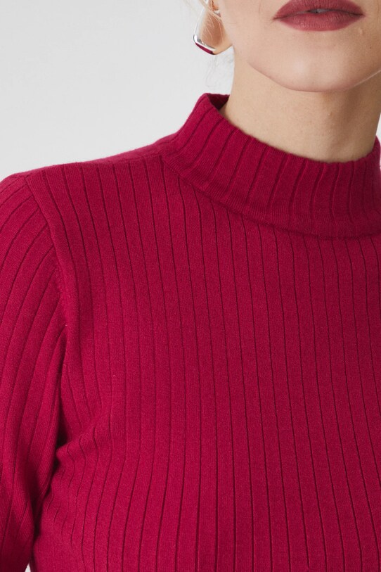 Sweter damski prążkowany z wiskozą kolor czerwony RS25.SWD020 czerwony