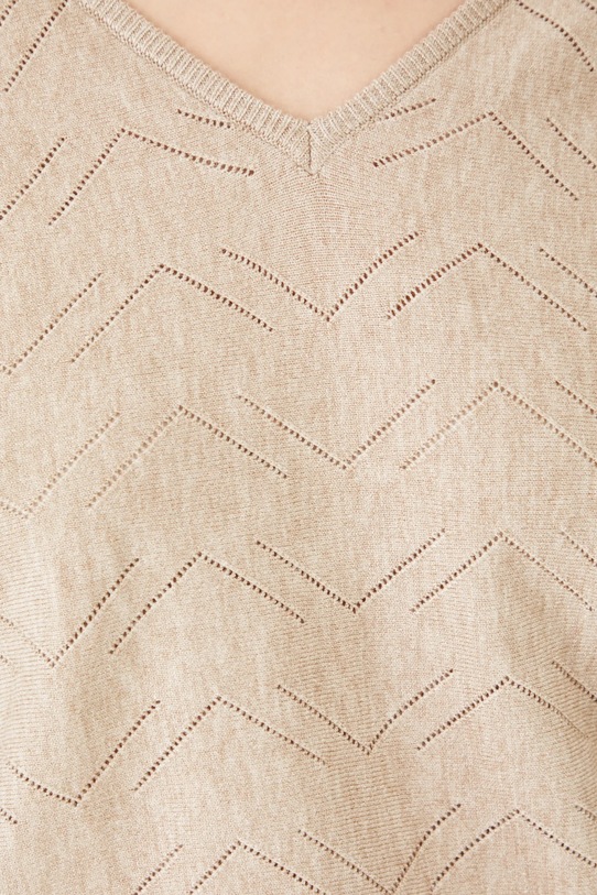 Sweter damski ażurowy z wiskozą kolor beżowy RS25.SWD040 beżowy