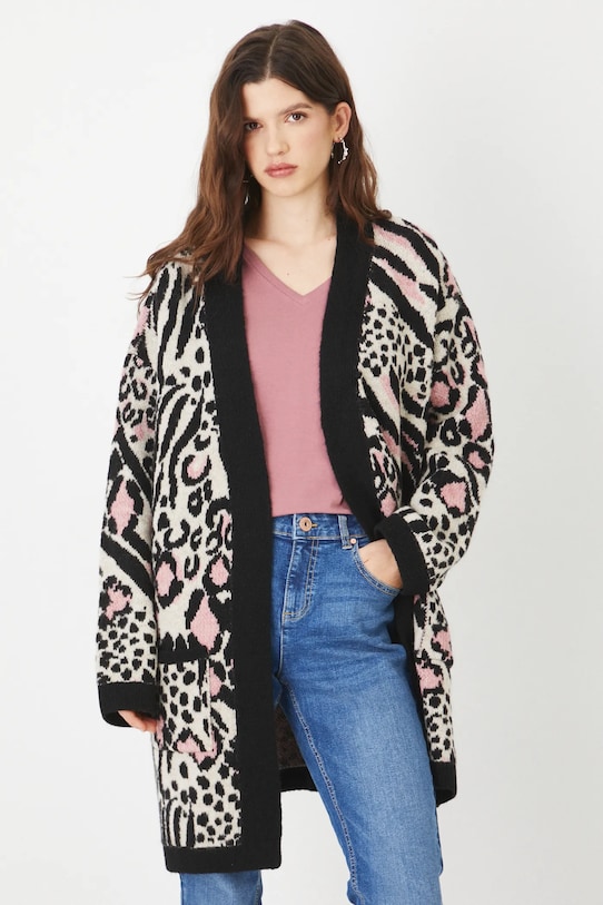 Kardigan damski żakardowy wzorzysty kolor multicolor pozostałe multicolor RS25.SWD173