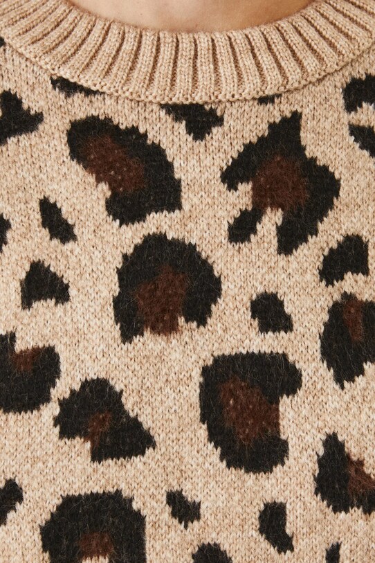 Sweter damski w panterkę kolor beżowy RS25.SWD174 beżowy