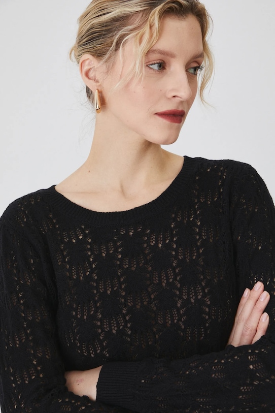 Sweter damski ażurowy kolor czarny czarny RS25.SWD201