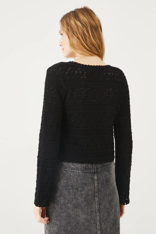 Oblečenie Bavlnený kardigán ažúrový čierna farba RS25.SWD405 čierna