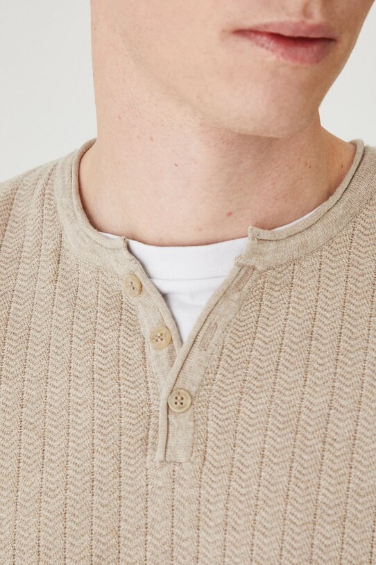Sweter męski melanżowy z fakturą kolor beżowy RS25.SWM202 beżowy