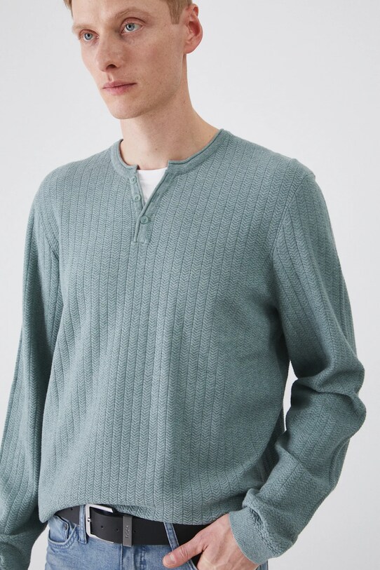 Sweter męski melanżowy z fakturą kolor zielony pozostałe zielony RS25.SWM202