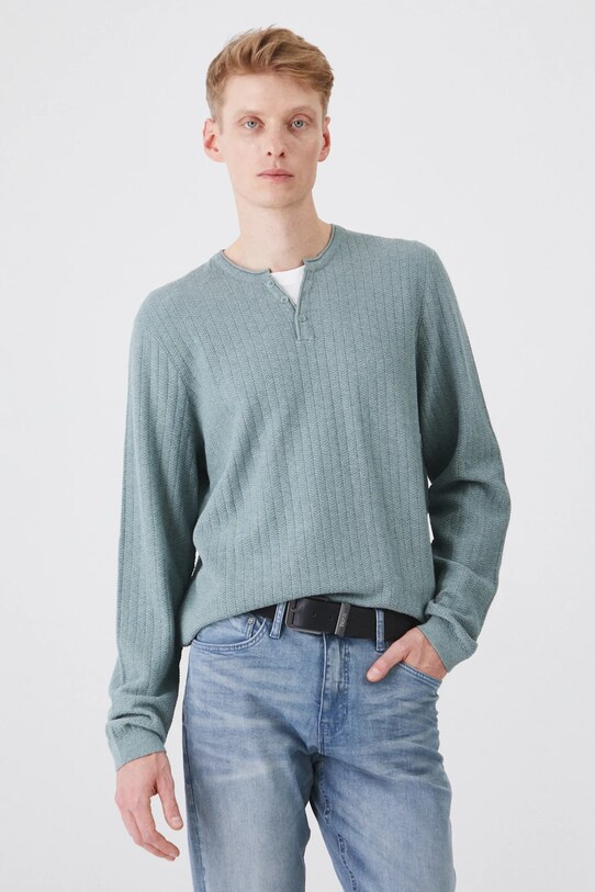 Sweter męski melanżowy z fakturą kolor zielony zielony RS25.SWM202