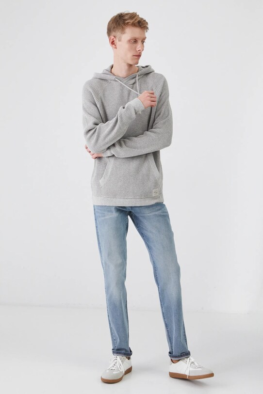 Sweter męski z kapturem melanżowy kolor beżowy RS25.SWM203 beżowy RS25