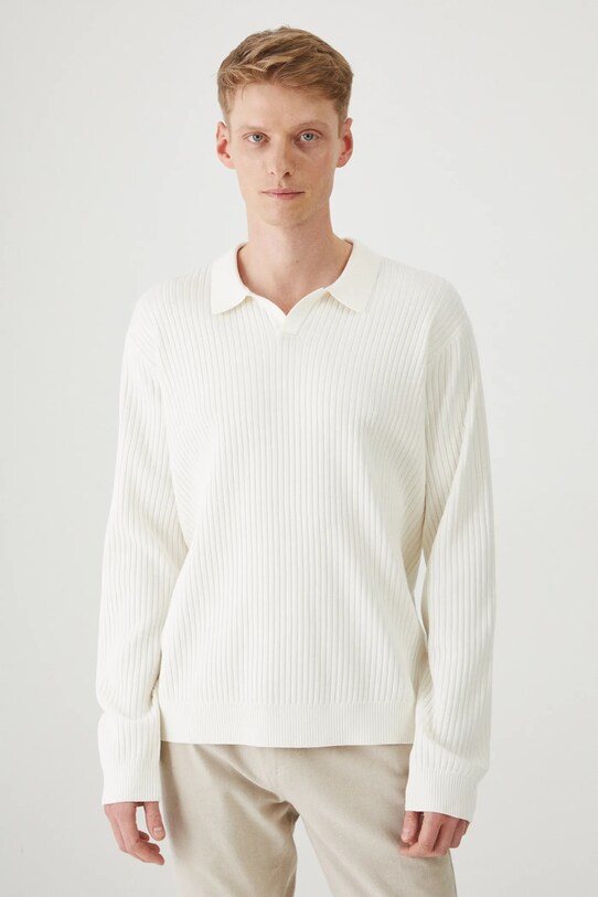 Sweter męski prążkowany kolor beżowy RS25.SWM204 beżowy RS25