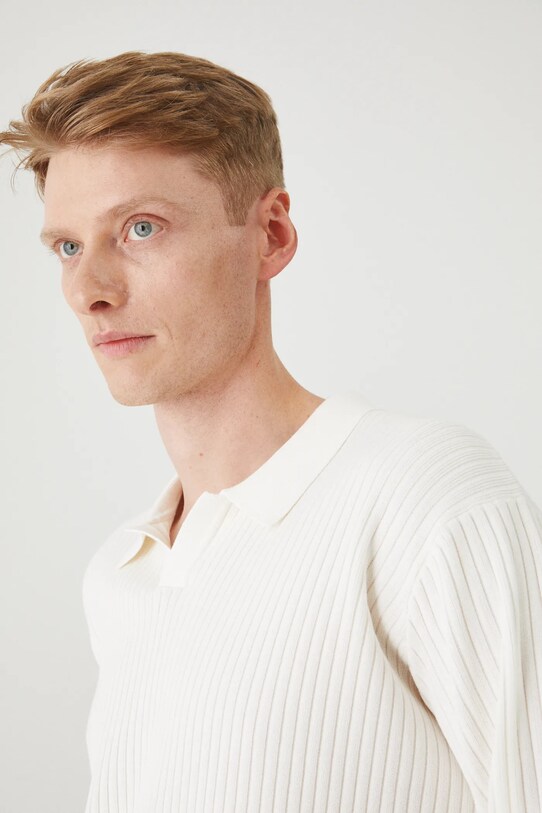 Sweter męski prążkowany kolor beżowy RS25.SWM204 beżowy