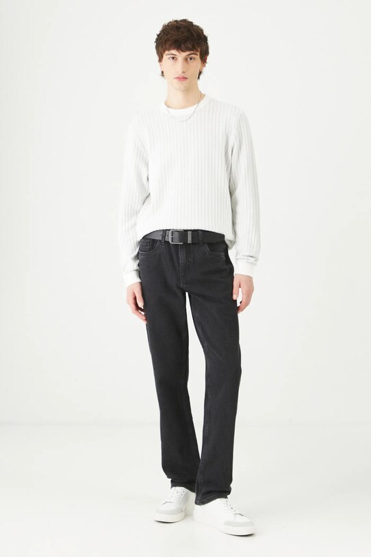 Sweter bawełniany męski z fakturą kolor szary RS25.SWM301 szary RS25