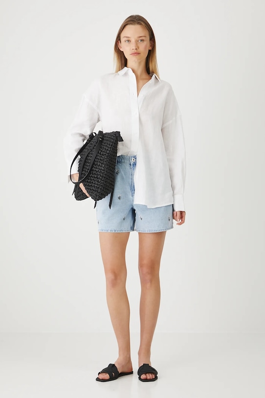 Rifľové krátke nohavice s ozdobnou výšivkou RS25.SZDA10 modrá RS25