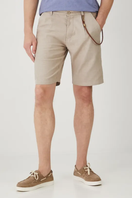 Ľanové šortky Medicine ľan béžová RS25.SZM072