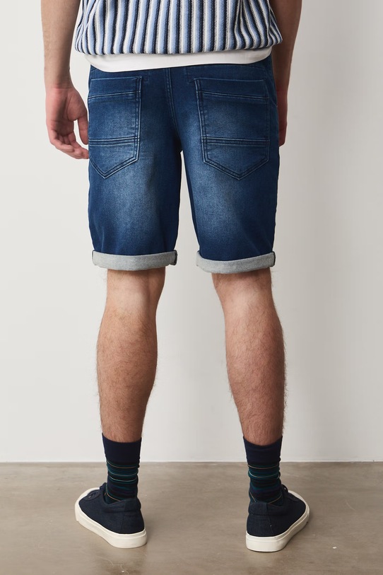 Szorty jeansowe męskie z efektem sprania kolor niebieski niebieski RS25.SZM078