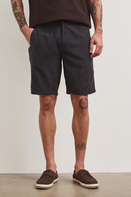 Odzież Medicine szorty z domieszką lnu RS25-SZM081 czarny
