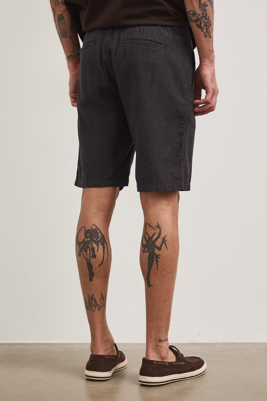 Medicine szorty z domieszką lnu czarny RS25-SZM081