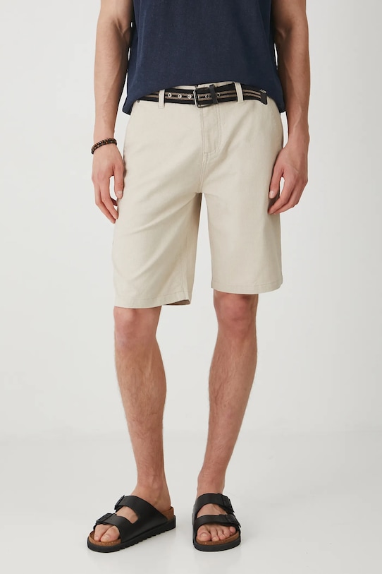 Szorty męskie regular melanżowe kolor beżowy z elastanem beżowy RS25.SZM901