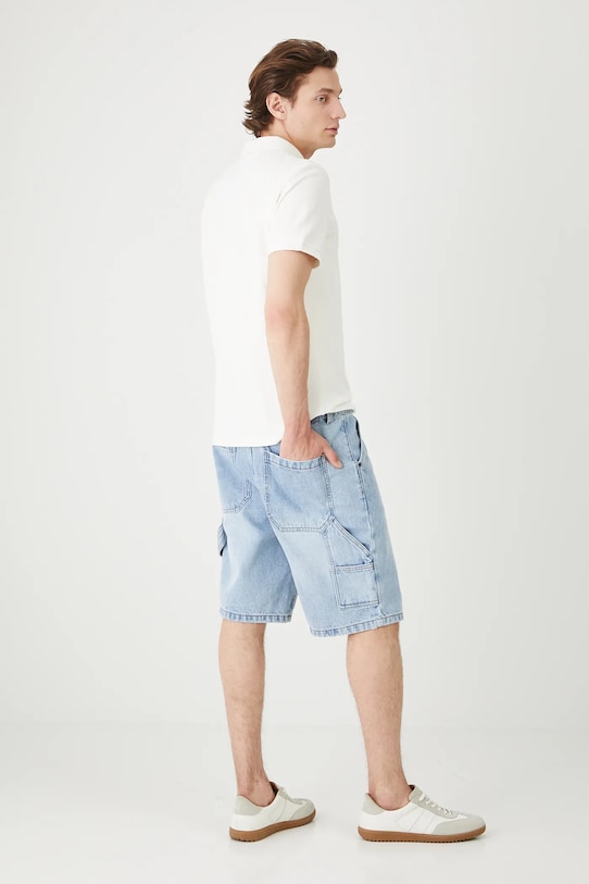 Szorty jeansowe męskie loose kolor niebieski jeans niebieski RS25.SZMC40