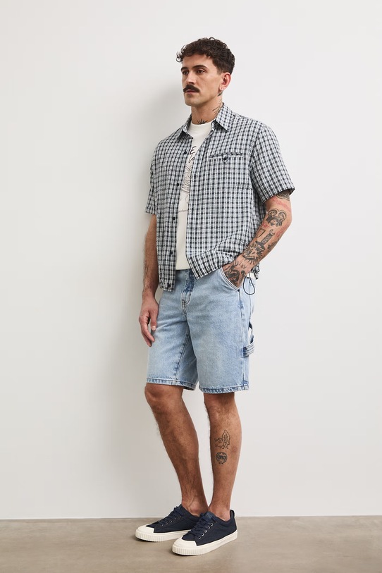 Džínové šortky pánské loose modrá barva RS25-SZMC40 modrá RS26