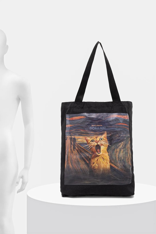 Bavlnená taška z kolekcie pre milovníkov mačiek čierna farba RS25.TCD350