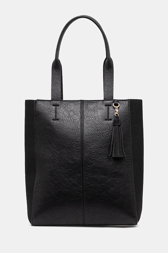 Kabelka dámska z ekologickej kože čierna farba imitácia kože čierna RS25.TOD305