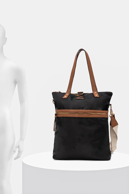 Torebka damska z funkcją plecaka gładka kolor czarny RS25.TOD601