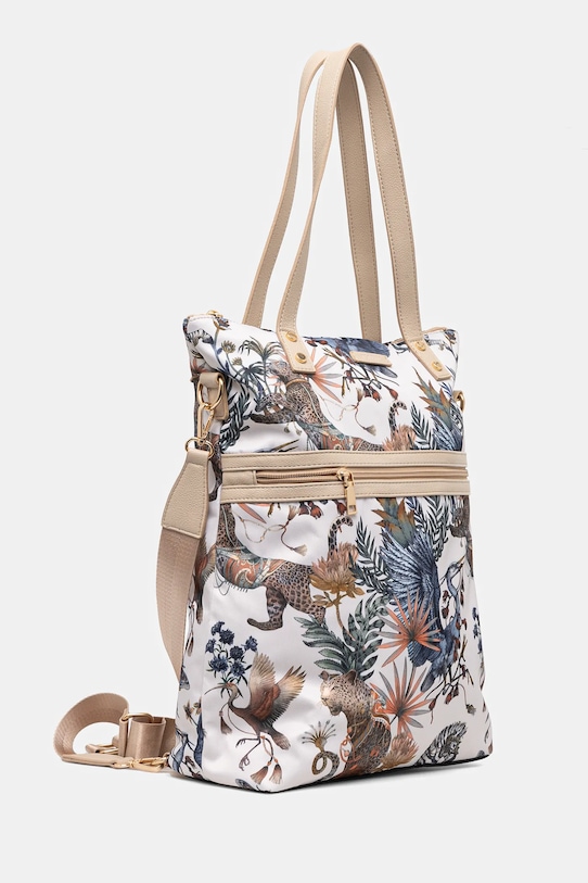 Akcesoria Torebka damska z funkcją plecaka wzorzysta kolor beżowy RS25.TOD605 beżowy