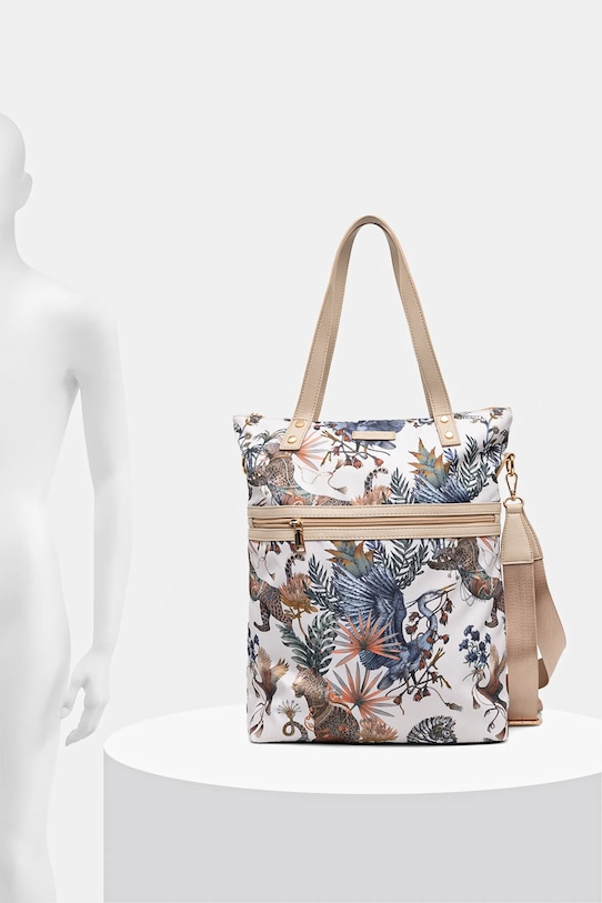 Torebka damska z funkcją plecaka wzorzysta kolor beżowy RS25.TOD605