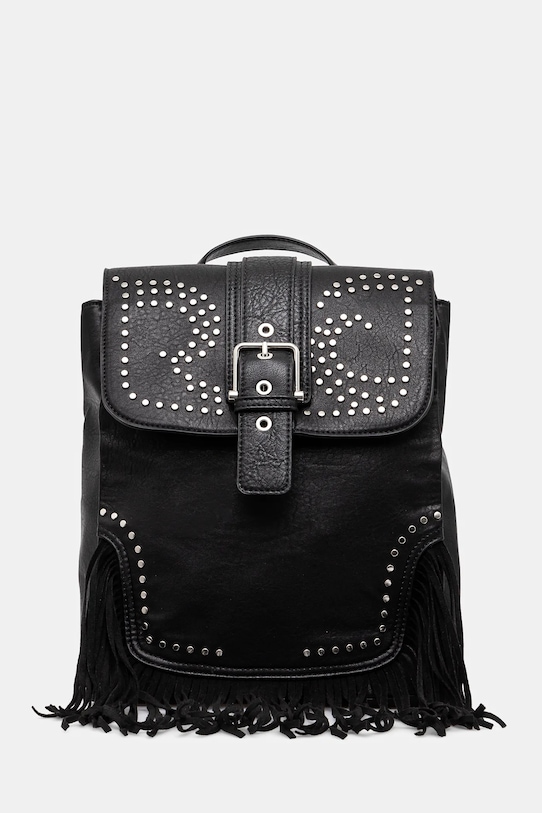 Plecak damski ze skóry ekologicznej z frędzlami kolor czarny RS25.TPD400 czarny RS25