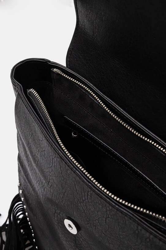 Plecak damski ze skóry ekologicznej z frędzlami kolor czarny RS25.TPD400